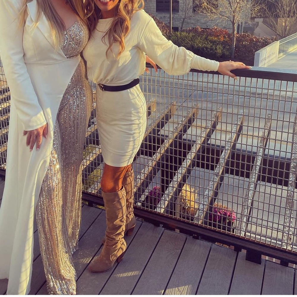 White long sleeve mini dress